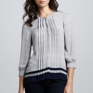 𝅺Joie Modine Striped Pintuck Blouse Silk